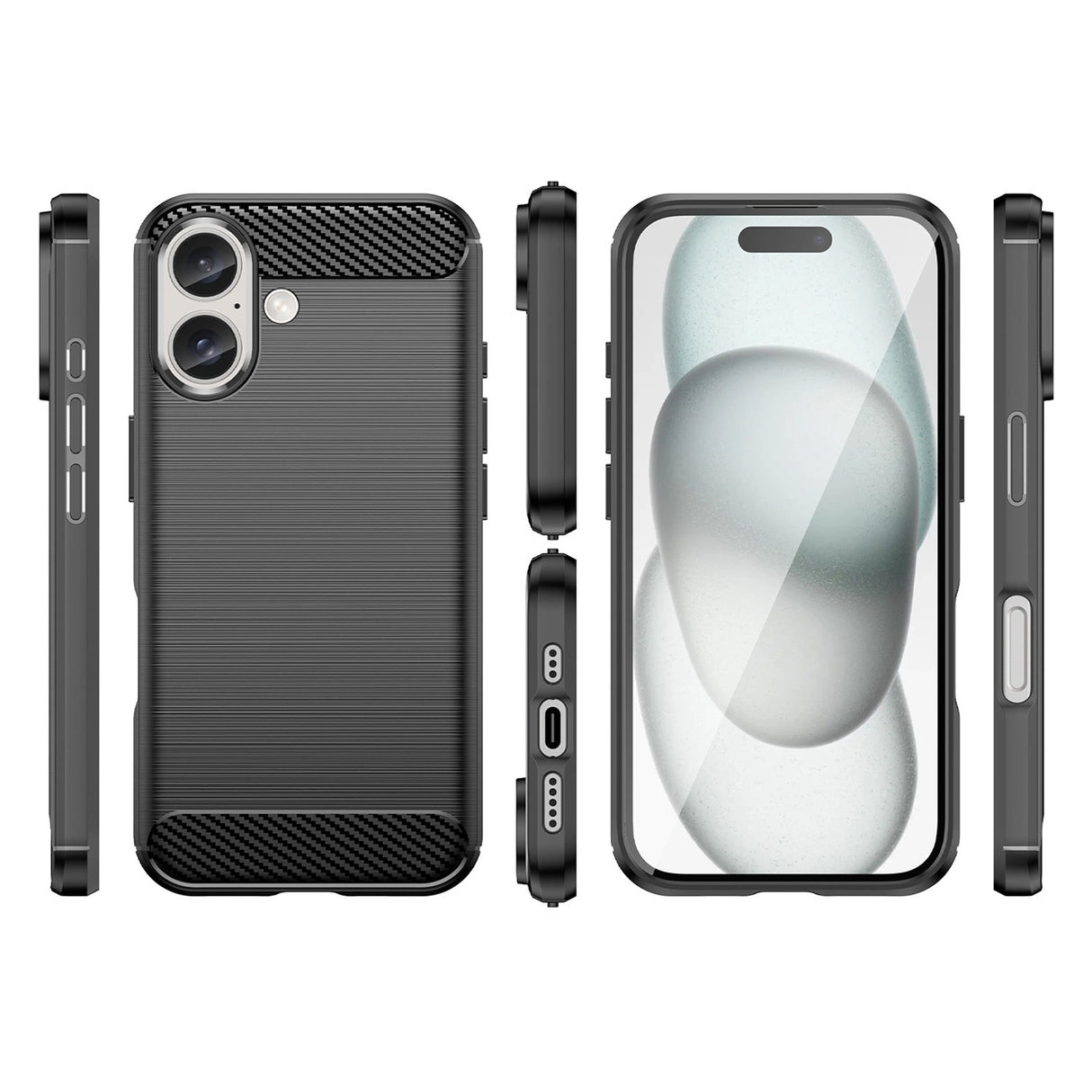 Carbon Case til iPhone 16 Silicone Case - sort