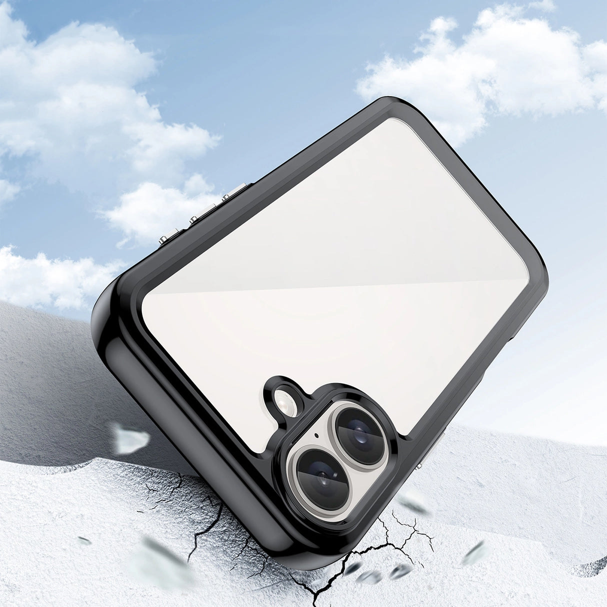 Udendørs rumkasse med gelramme til iPhone 16 Plus - sort