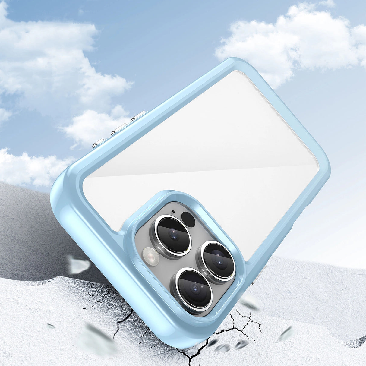 Udendørs rumkasse med gelramme til iPhone 16 Pro - Blå