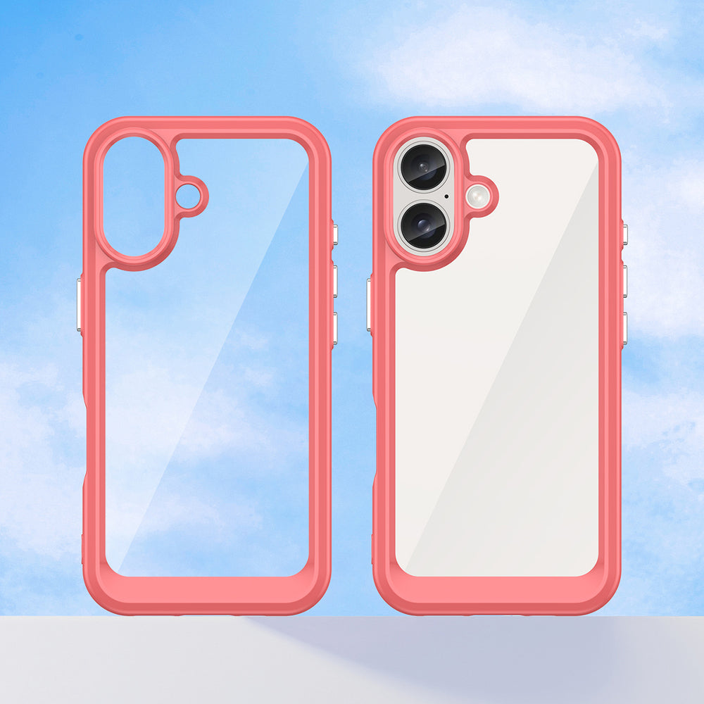 Outer Space Case med Gel Frame til iPhone 16 Plus - Rød