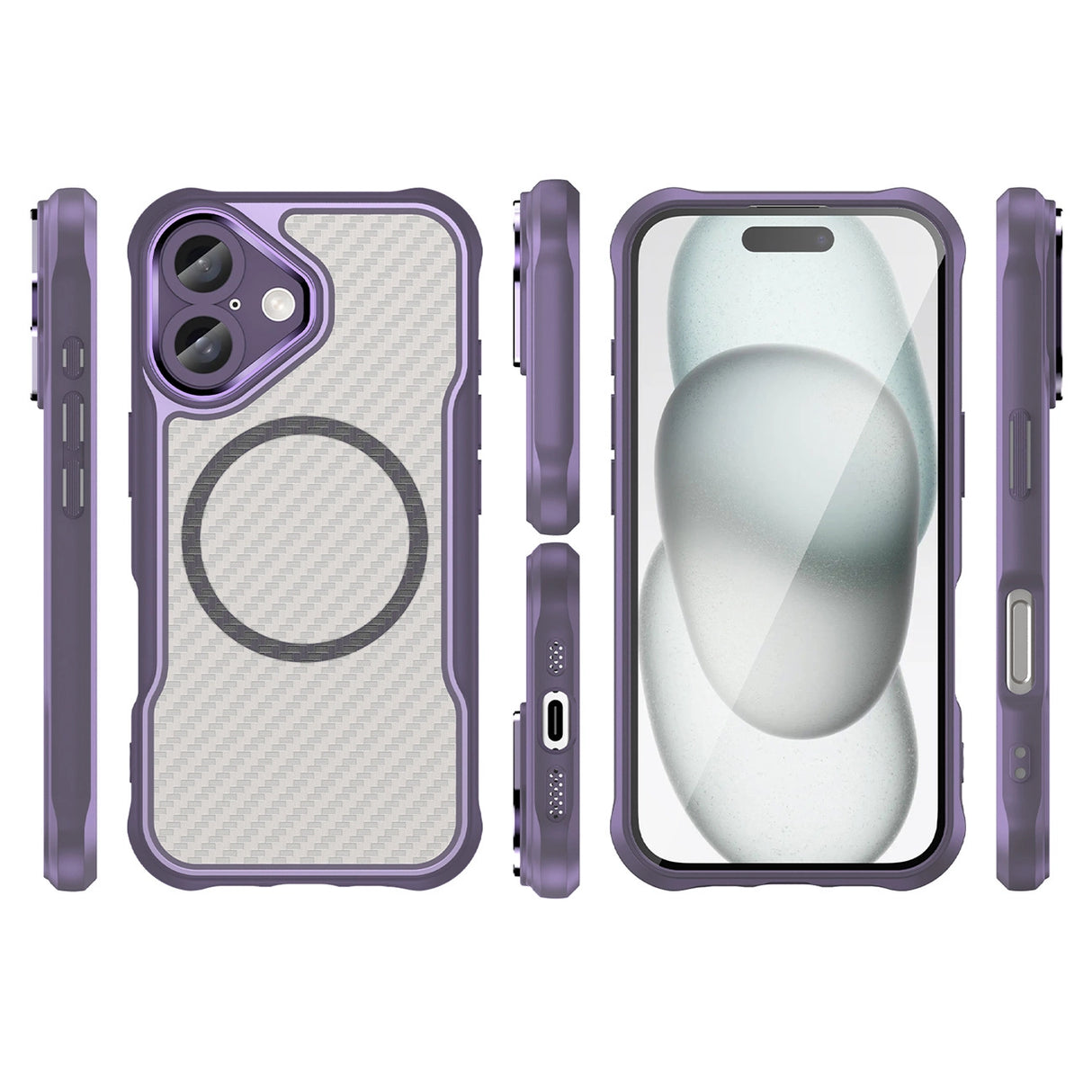 Ledende serie MagSafe Silicone Case til iPhone 16 - Purple