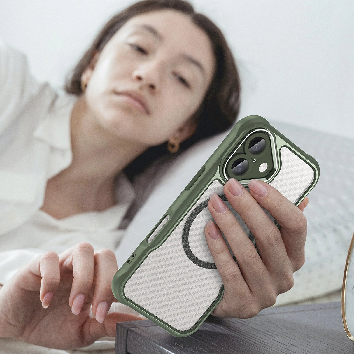 Ledende serie MagSafe Silicone Case til iPhone 16 Plus - Grøn