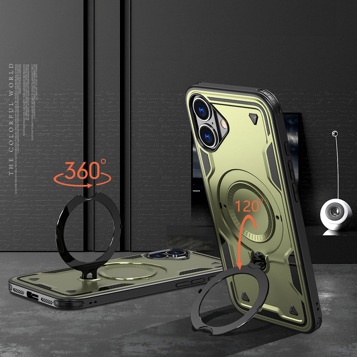 Hybrid Armor Trendy Case med MagSafe til iPhone 16 - Grøn