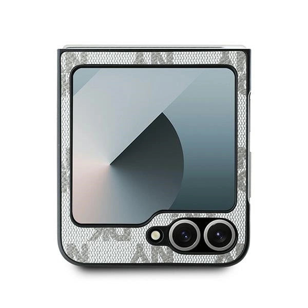 DKNY-kasse med rækformet mønster med trykte striber til Samsung Galaxy Z Flip 6 - beige