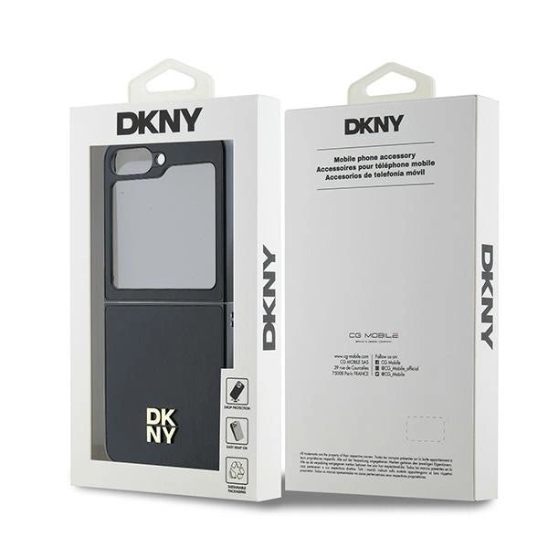 DKNY lædermetalstabel Logo Case til Samsung Galaxy Z Flip 6 - sort