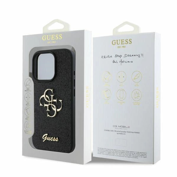 Guess Fixed Glitter Big 4G case til iPhone 16 Pro - sort
