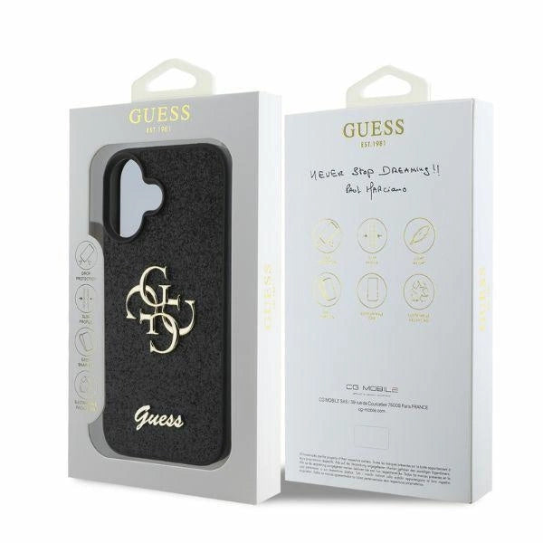 Guess Fixed Glitter Big 4G case til iPhone 16 - sort