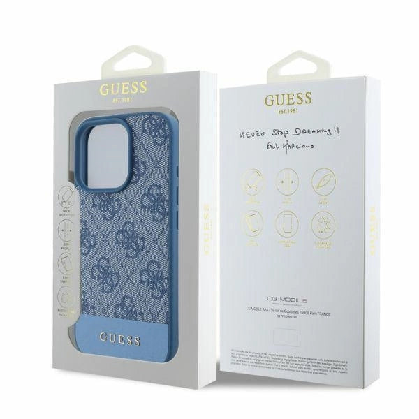 Guess 4G Bottom Stripe Case til iPhone 16 Pro Max - Blå