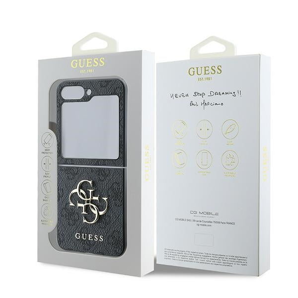 Guess læder 4G Metal Logo Case til Samsung Galaxy Z Flip 6 - sort