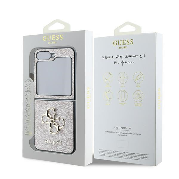 Guess læder 4G Metal Logo Case til Samsung Galaxy Z Flip 6 - Pink