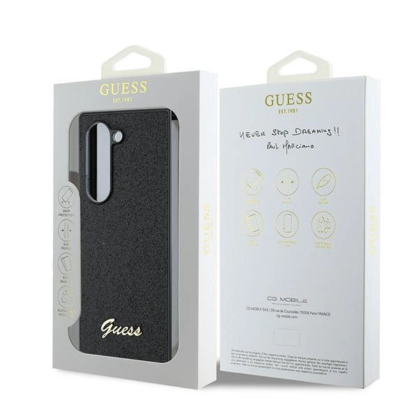 Guess 4G Glitter Script Case til Samsung Galaxy Z Fold 6 - sort
