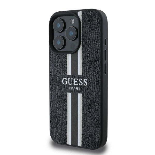 Guess 4G Printed Stripes MagSafe case til iPhone 16 Pro - sort