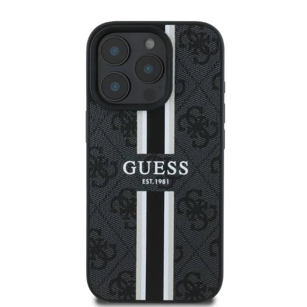 Guess 4G Printed Stripes MagSafe case til iPhone 16 Pro - sort