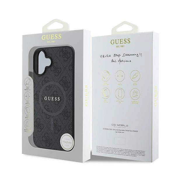 Guess 4G Ring Classic Logo MagSafe-hylster til iPhone 16 Plus - sort