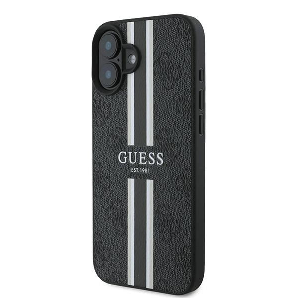 Guess 4G Printed Stripes MagSafe case til iPhone 16 Plus - sort