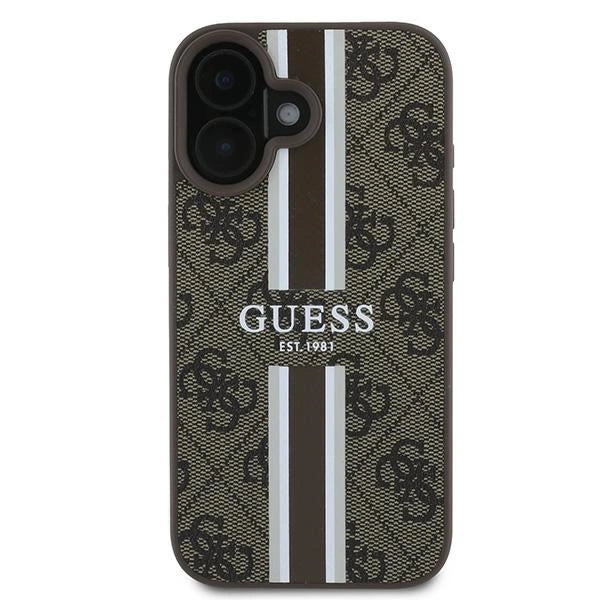 Guess 4G Printed Stripes MagSafe iPhone 16 Plus Case - Brown