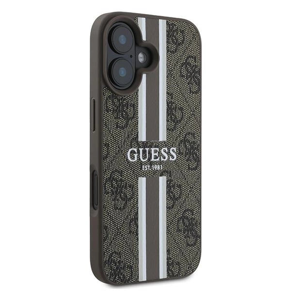 Guess 4G Printed Stripes MagSafe iPhone 16 Plus Case - Brown