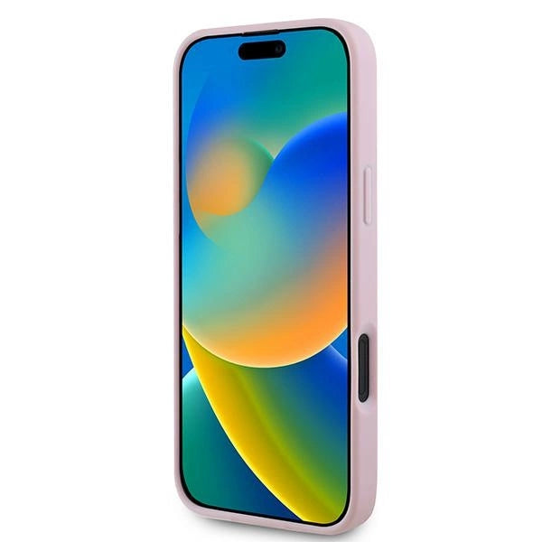 Guess Grained Gold Ring MagSafe iPhone 16 Plus Case - Pink