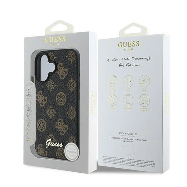 Guess Peony Script MagSafe iPhone 16 Plus-kasse - sort