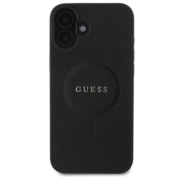 Guess Saffiano Classic Logo MagSafe iPhone 16 Plus Hylde - sort