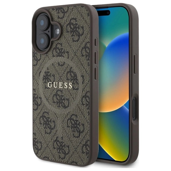 Guess 4G Ring Classic Logo MagSafe iPhone 16 Case - Brunt