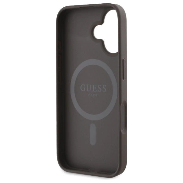 Guess 4G Ring Classic Logo MagSafe iPhone 16 Case - Brunt