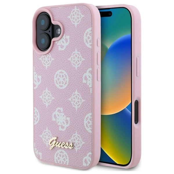Guess Peony Script MagSafe iPhone 16 Case - Pink