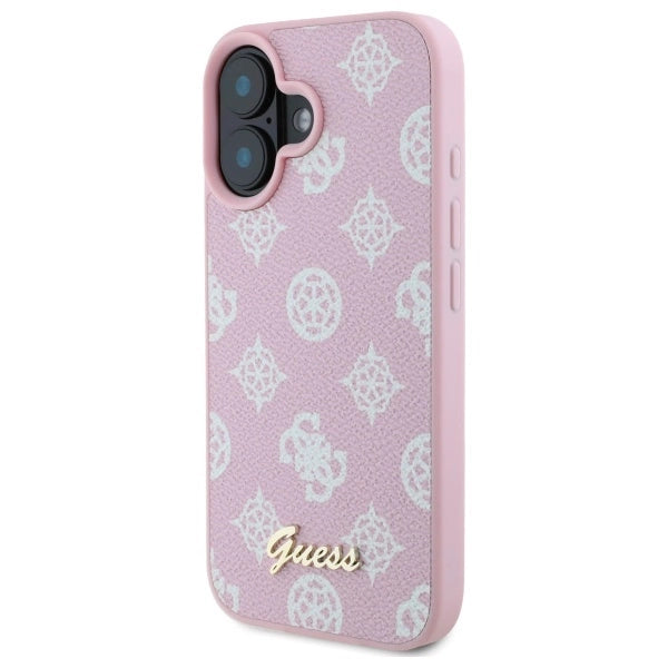 Guess Peony Script MagSafe iPhone 16 Case - Pink