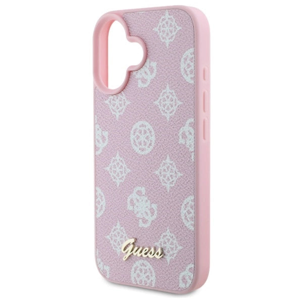 Guess Peony Script MagSafe iPhone 16 Case - Pink