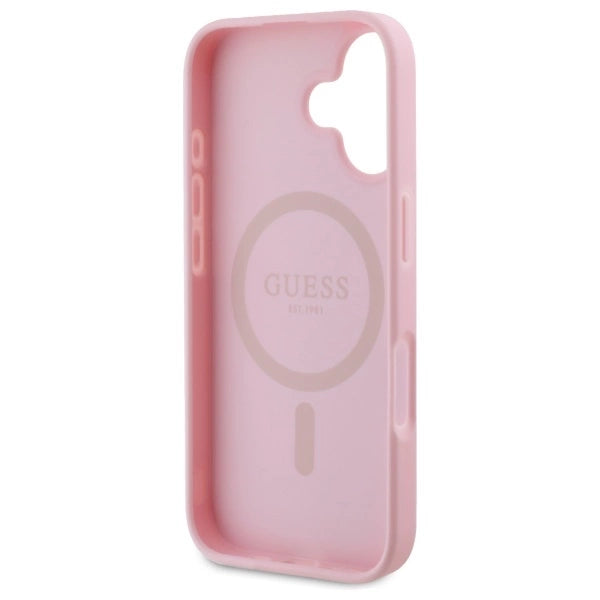 Guess Peony Script MagSafe iPhone 16 Case - Pink