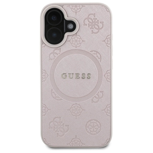Gæt Saffiano Peony Classic Logo MagSafe iPhone 16 Case - Pink
