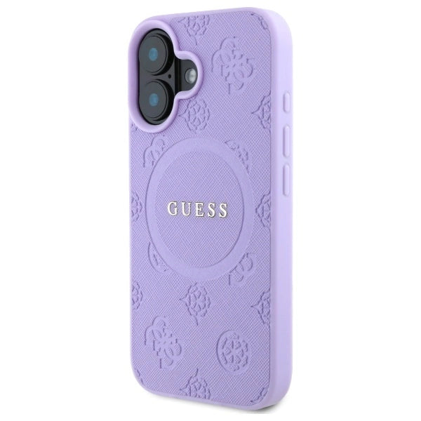 Gæt Saffiano Peony Classic Logo MagSafe iPhone 16 Case - lilla