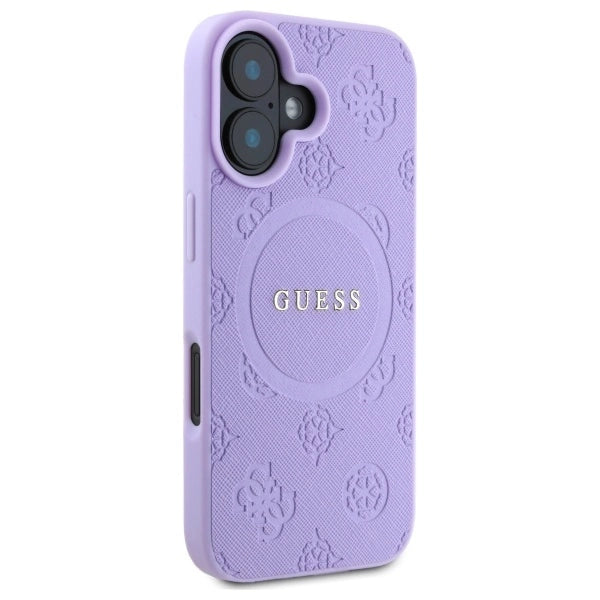 Gæt Saffiano Peony Classic Logo MagSafe iPhone 16 Case - lilla
