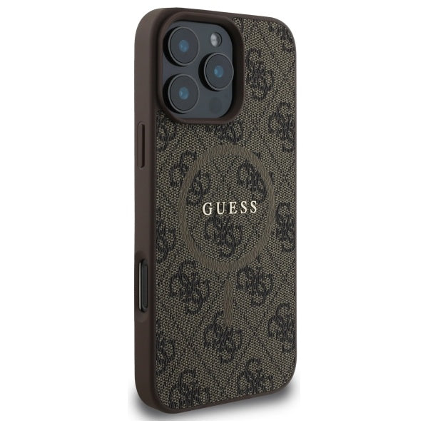Guess 4G Ring Classic Logo MagSafe Case til iPhone 16 Pro Max - Brunt