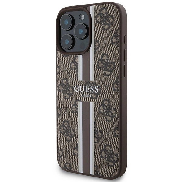 Guess 4G Printed Stripes MagSafe Case til iPhone 16 Pro Max - Brunt