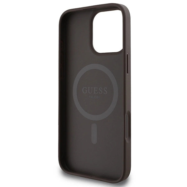Guess 4G Printed Stripes MagSafe Case til iPhone 16 Pro Max - Brunt