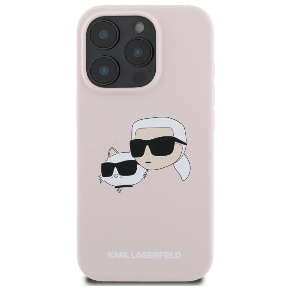Karl Lagerfeld Silicone Nauble Heads Print MagSafe Case for iPhone 16 Pro Max - Pink