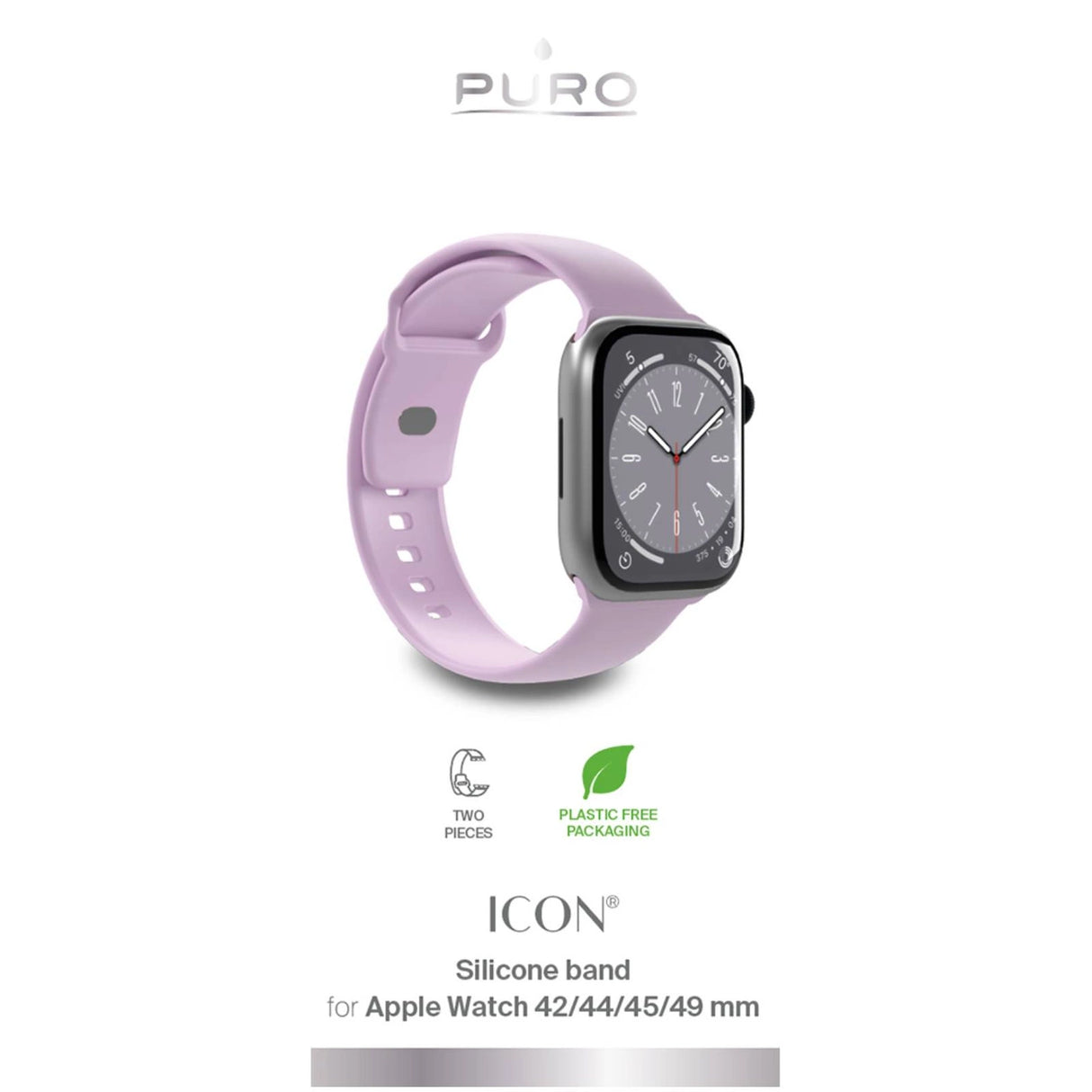 Puro Icon Silicone Strap for Apple Watch 42 / 44 / 45 / 49 mm - Lavender (2 pcs.)