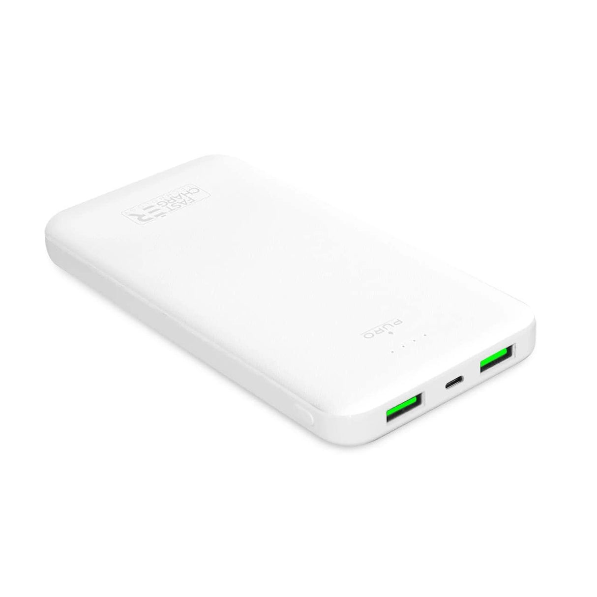 Powerbank Puro hvid 10000mAh 12W 2xUSB-A + USB-C - hvid