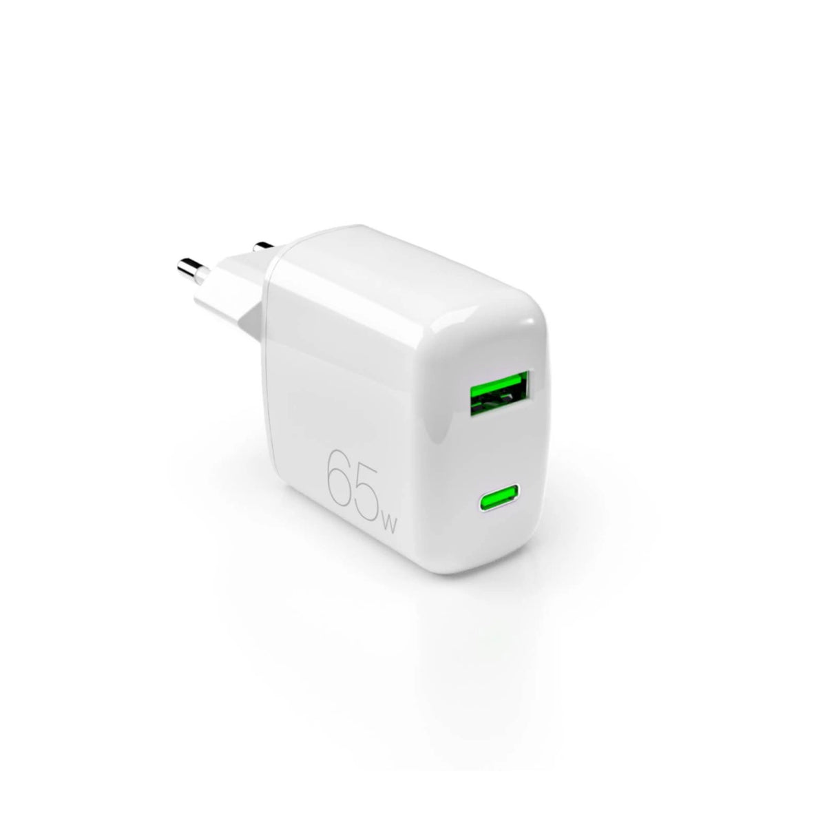 Puro 65W GaN USB-A USB-C vægoplader - hvid
