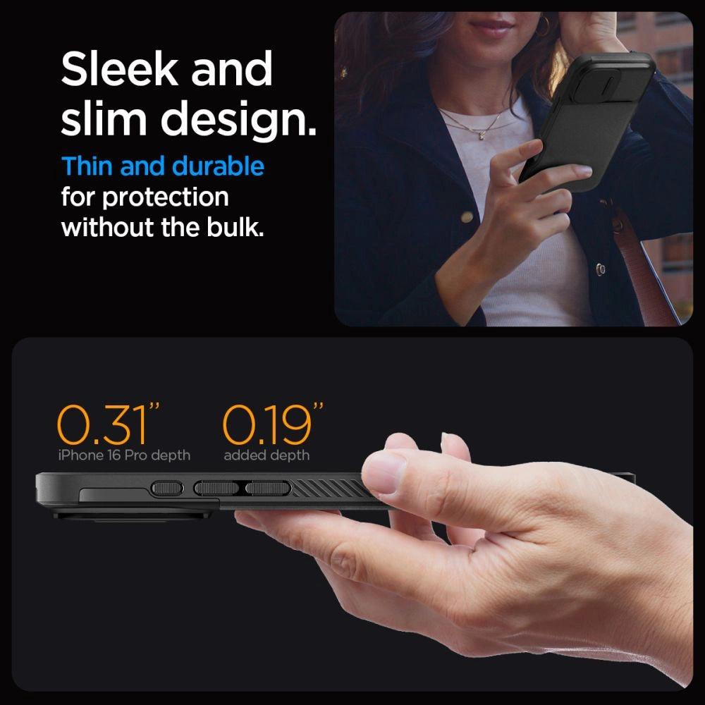 Spigen Optik Armor Mag case with MagSafe for iPhone 16 Pro - black