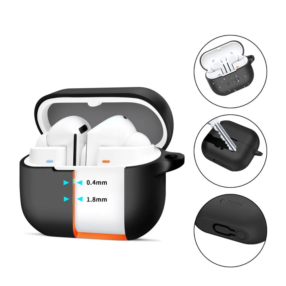 Tech-Protect Silicone Hook Case til Samsung Galaxy Buds 3 / 3 Pro - sort