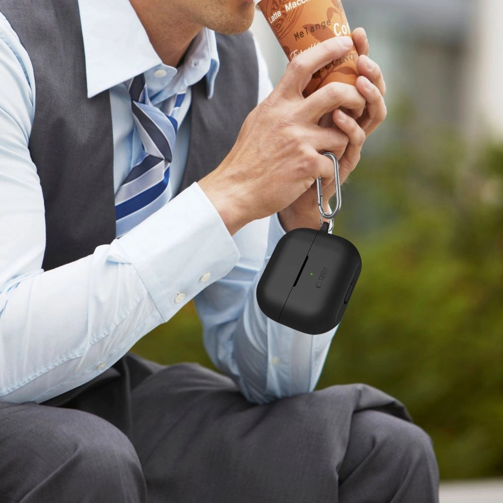 Tech-Protect Silicone Hook Case til Samsung Galaxy Buds 3 / 3 Pro - sort