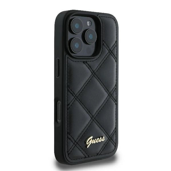 Guess Quilted Metal Logo iPhone 16 Pro Case - sort