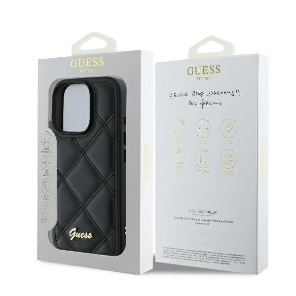 Guess Quilted Metal Logo iPhone 16 Pro Case - sort