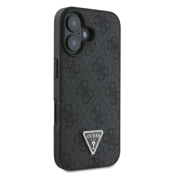 Guess læder 4G Triangle Strass MagSafe Case til iPhone 16 - sort