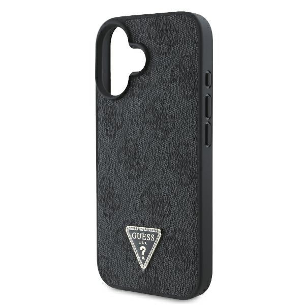 Guess læder 4G Triangle Strass MagSafe Case til iPhone 16 - sort