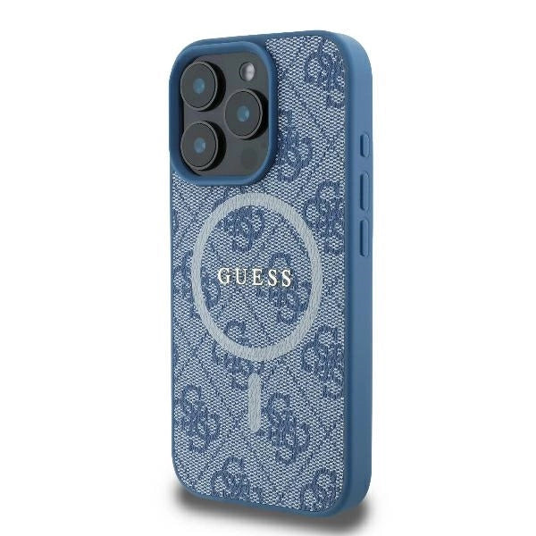 Guess 4G Ring Classic Logo MagSafe iPhone 16 Pro Case - Blå