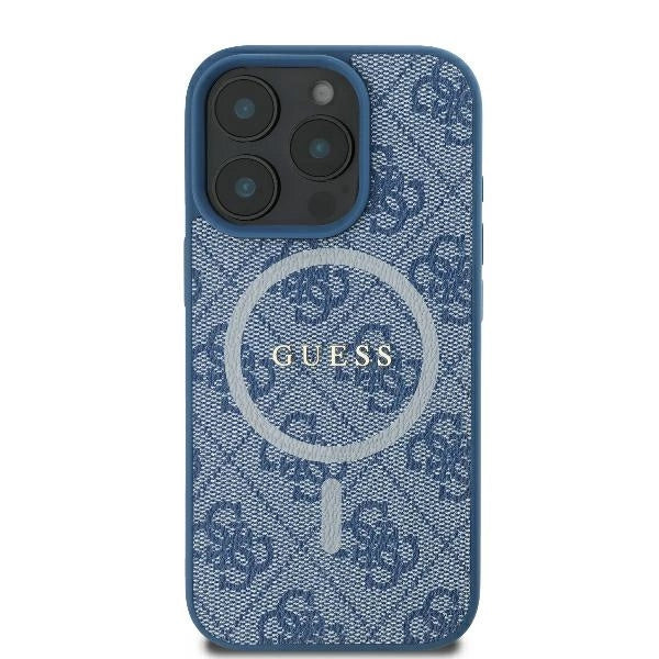 Guess 4G Ring Classic Logo MagSafe iPhone 16 Pro Case - Blå