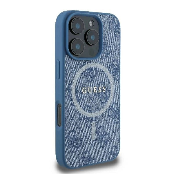 Guess 4G Ring Classic Logo MagSafe iPhone 16 Pro Case - Blå